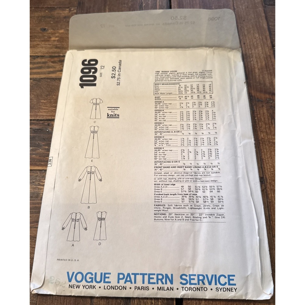 Vogue's Basic Design Dress Pattern 1096 Vintage 1… - image 3